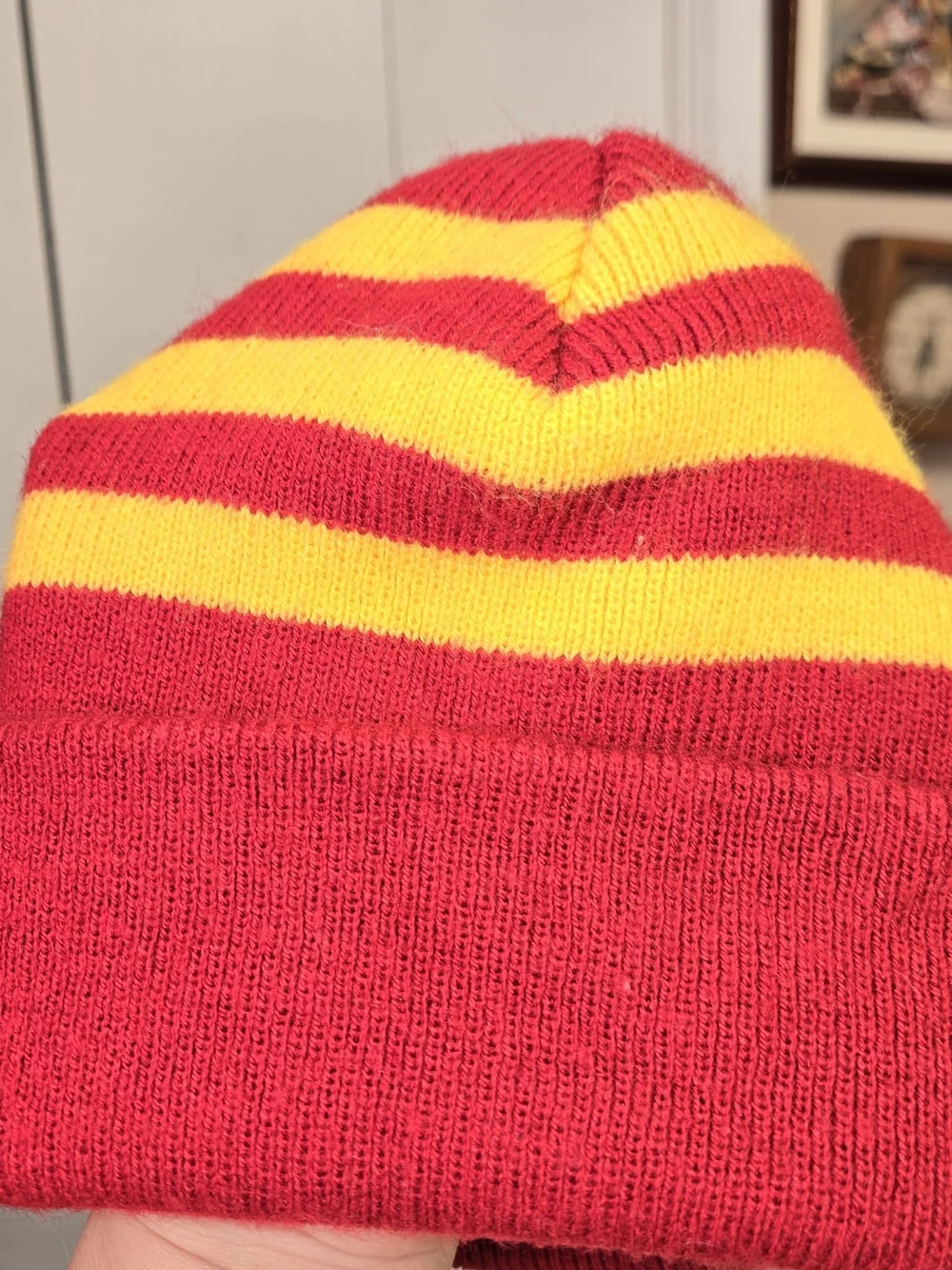 Harry Potter Hogwarts Red Gold Striped Knit Beanie Hat